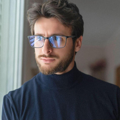 Herren Blaulichtfilter Lesebrille Eckige Rahmen Anti-Glanz