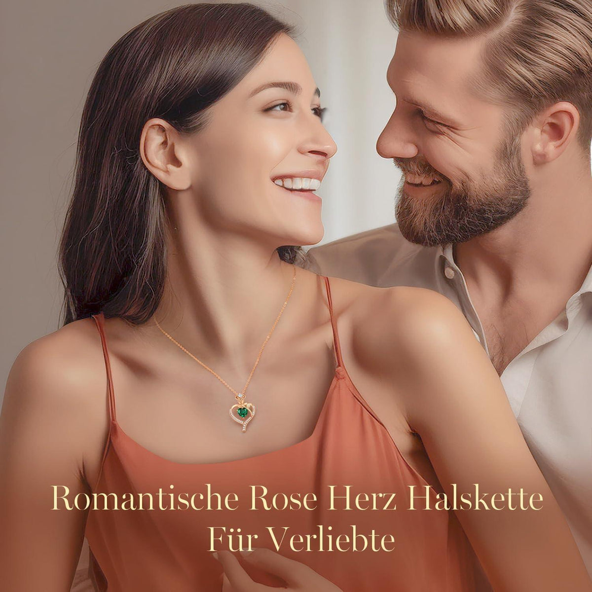 Halskette Damen Rosegold Herz mit Geburtsstein Sterling Silber 925