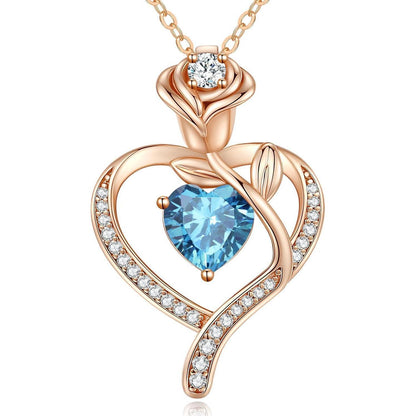 Halskette Damen Rosegold Herz mit Geburtsstein Sterling Silber 925