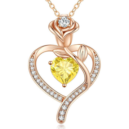 Herz Halskette Damen Rosegold mit Geburtsstein Sterling Silber 925