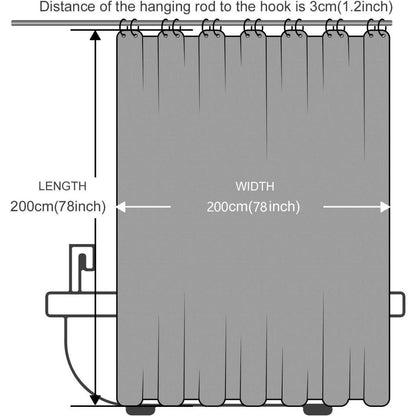 Duschvorhang Überlänge Salbei Grün 200x200cm mit Haken