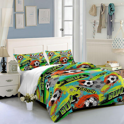 Fußball Bettwäsche Set für Kinder – Graffiti Cartoon Design 200x200cm