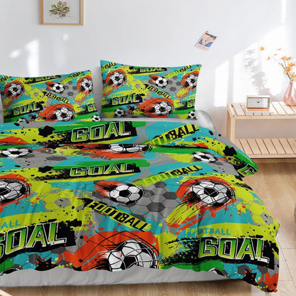 Fußball Bettwäsche Set für Kinder – Graffiti Cartoon Design 200x200cm