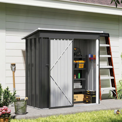 Gartenhaus Metall 162x86 cm mit Pultdach & Fundamentrahmen