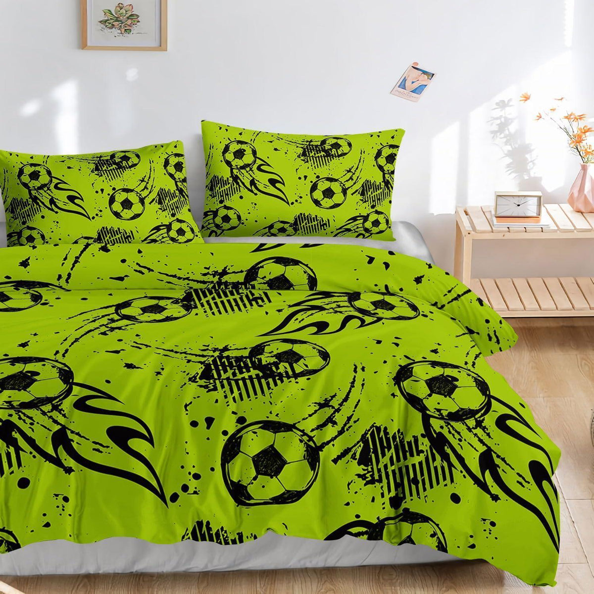 Fußball Bettwäsche Set für Kinder – Graffiti Cartoon Design 200x200cm