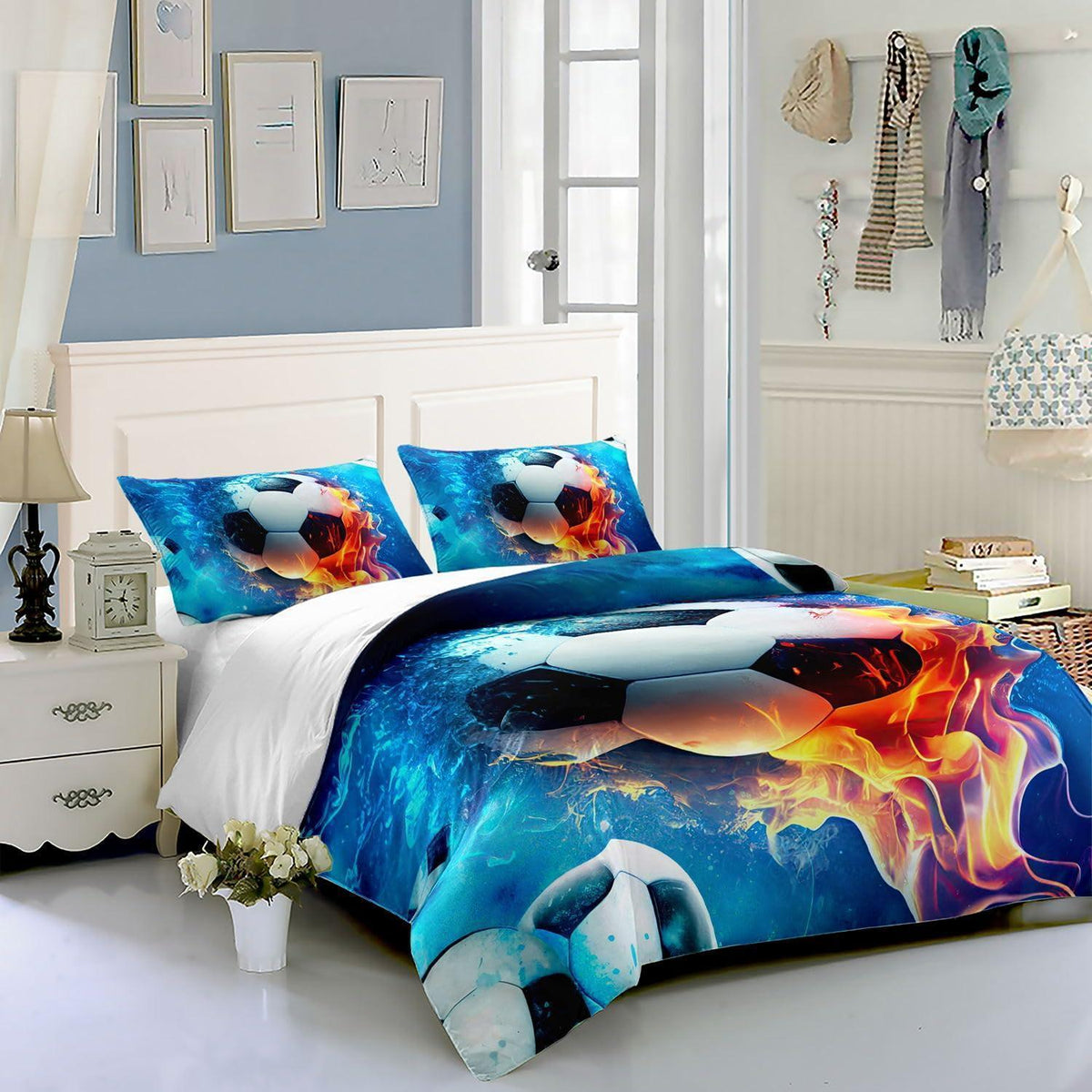Fußball Bettwäsche Set für Kinder – Flammen Design 200x200 cm