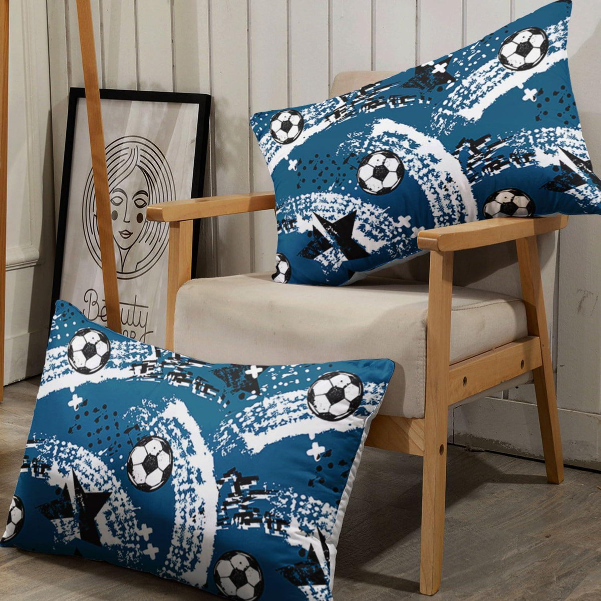Fußball Bettwäsche Set für Kinder – Blauer Graffiti-Druck 200x200cm