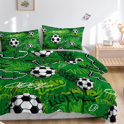 Fußball Bettwäsche Set für Kinder – Graffiti Cartoon Design 200x200cm