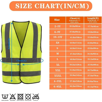 Sicherheitsweste reflektierend, 12 Farben, 4XL-5XL