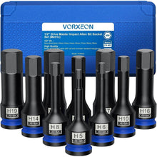 10-teiliges Schlagschrauber-Stecknuss-Set 1/2" Antrieb Innensechskant 5-19mm mit Koffer