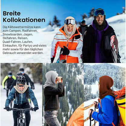 Strickmütze Damen Balaclava mit Kordelzug, blau