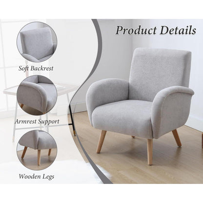 Chenille Loungesessel Grau – Bequemer Ohrensessel für Wohnzimmer