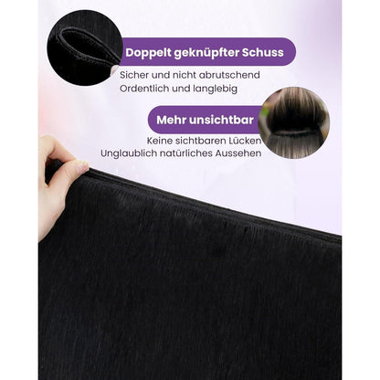 Echthaar Tressen Schwarz zum Einnähen - 40cm, 100g