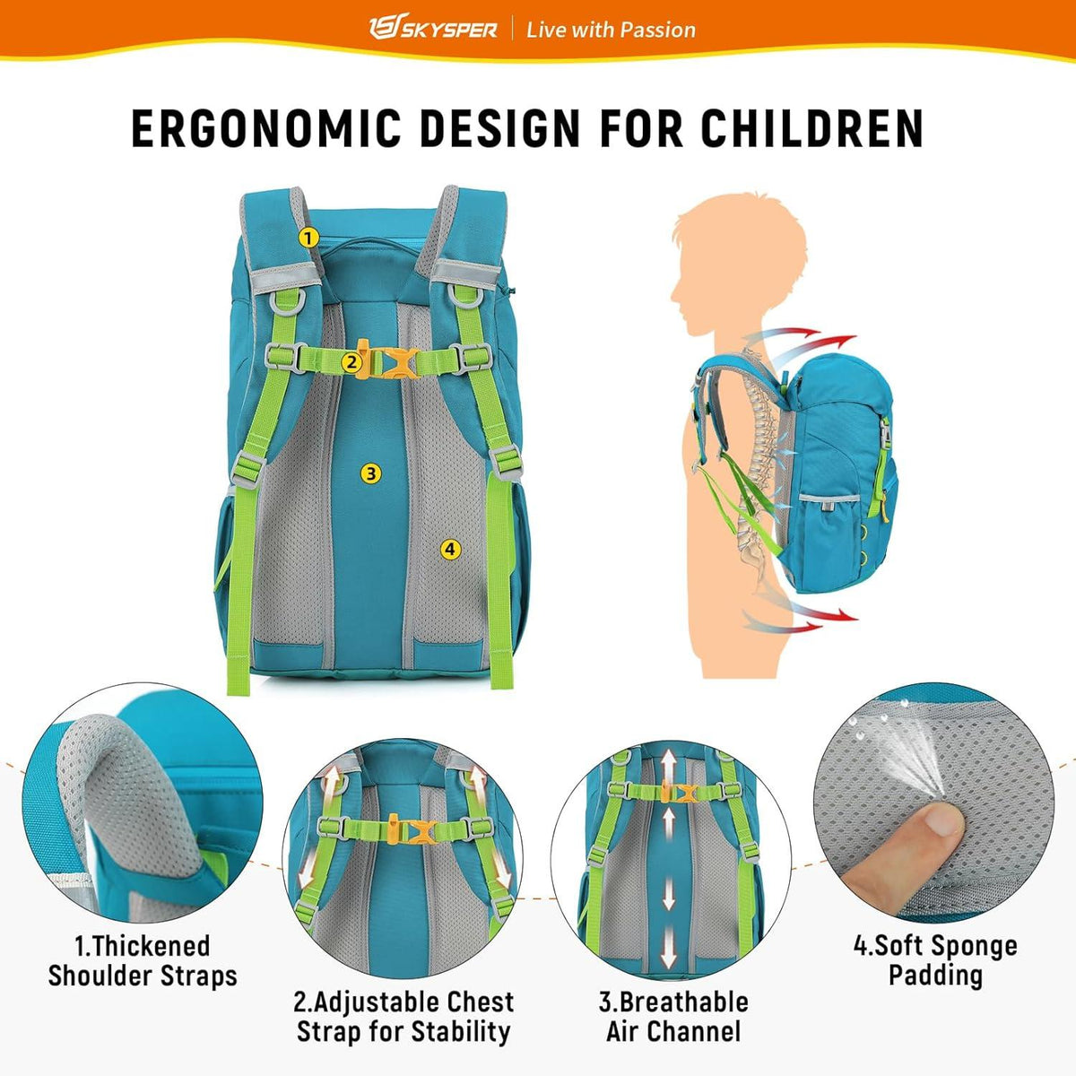 Kinderrucksack für Outdoor-Aktivitäten mit 15l Fassungsvermögen
