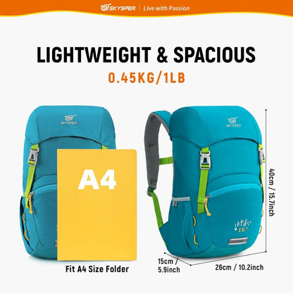 SKYSPER KIDS 15+ Kinderrucksack Wandern Schule Reise Outdoor 15L Blau