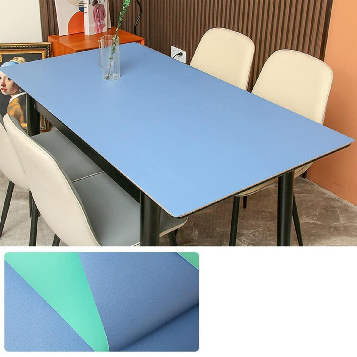 PU Tischdecke Wasserdicht Blaugrün 90x200cm Rechteck