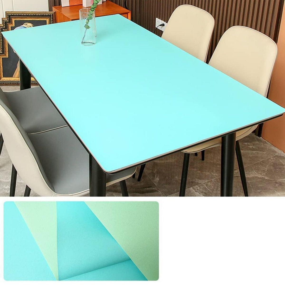 PU Tischdecke wasserdicht 80x200cm Grün+Blau