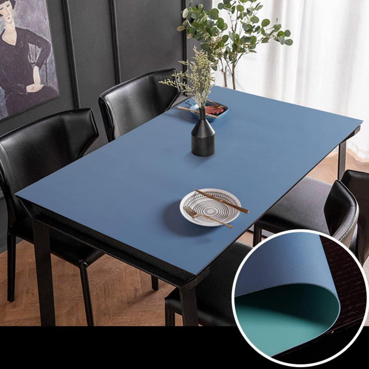 PU Tischdecke Wasserdicht Blaugrün 80x200cm Rechteck