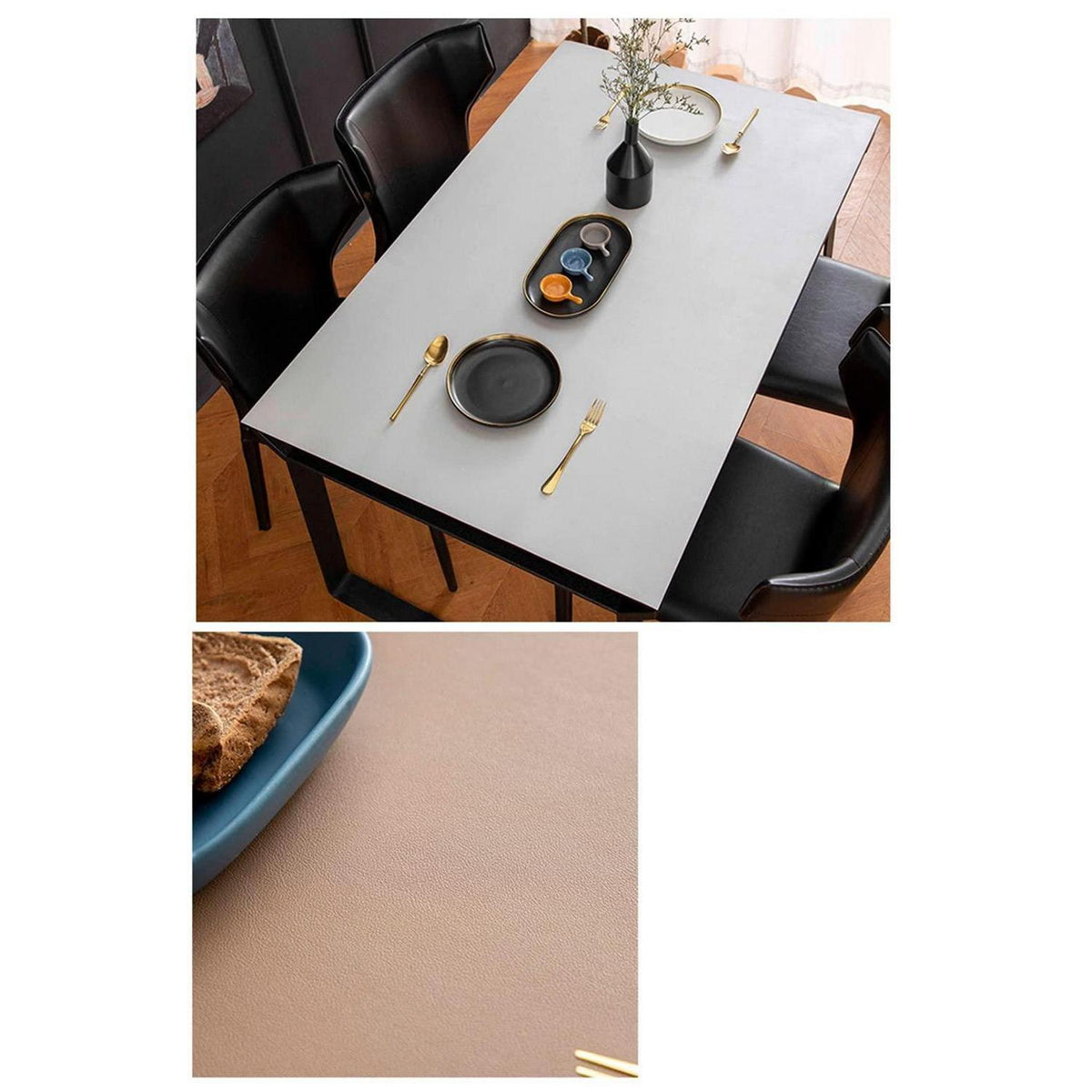 PU Tischdecke wasserdicht 90x200cm Khaki Grau