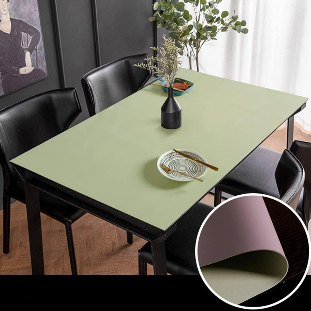 PU Tischdecke 90x200cm – Wasserdicht, Grün+Volett