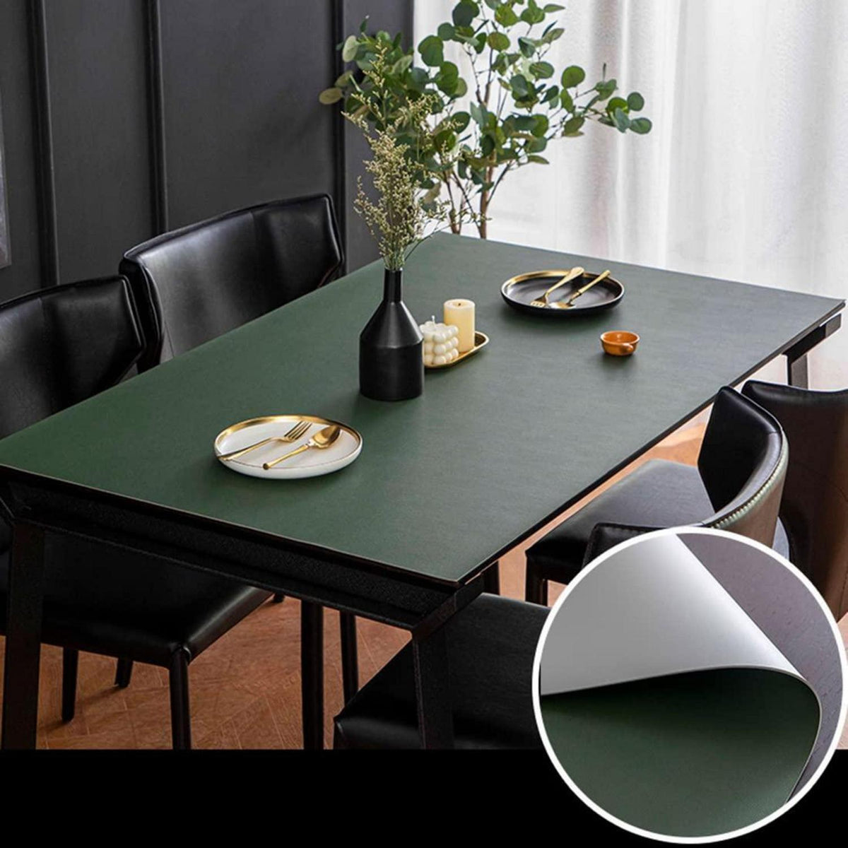 PU Tischdecke 80x200cm Grün Grau | Wasserdicht & Schutzfolie