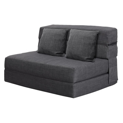 Doppel Schlafsofa mit Memory Schaum & Kissen – Dunkelgrau