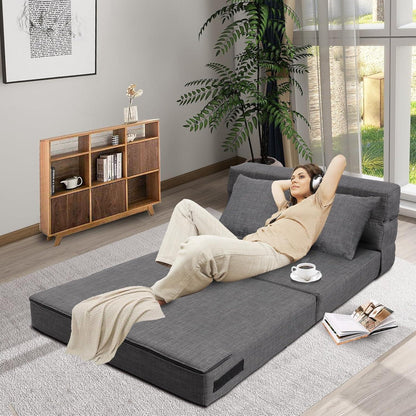 Doppel Schlafsofa mit Memory Schaum & Kissen – Dunkelgrau