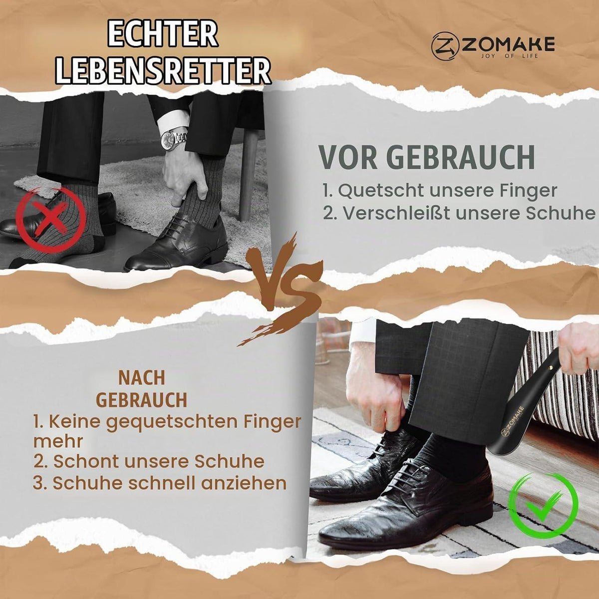 Schuhlöffel Metall Kurz (2er Set) – Mini Schuhanzieher für Reisen