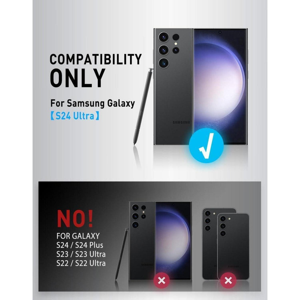 Galaxy S24 Ultra Hülle mit Kameraschutz und Ständer, Schwarz
