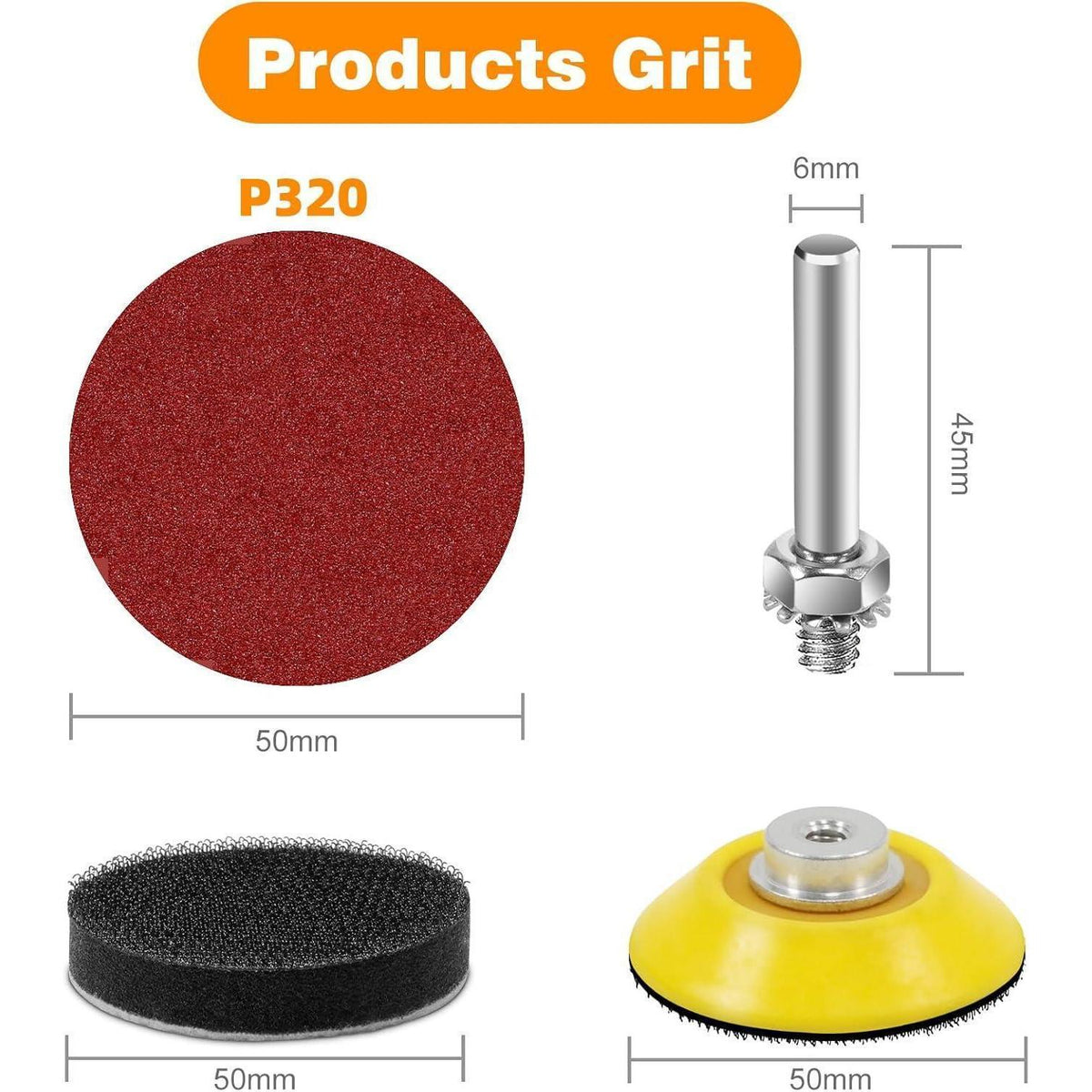 Schleifscheiben 50mm Klett Körnung 320 (100 Stück)