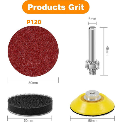Schleifpapier 50mm Klett 100 Stück Körnung 120 für Akkuschrauber