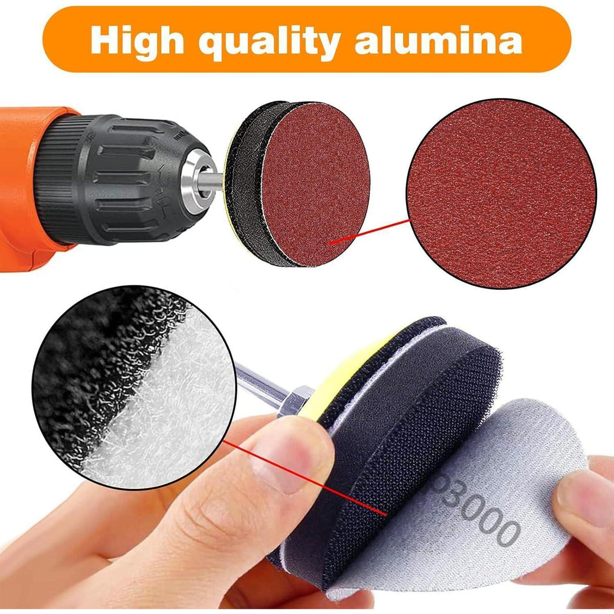 Schleifpapier 50mm Klett 100 Stück Körnung 120 für Akkuschrauber