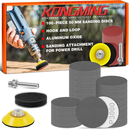 Schleifpapier 50mm Klett 100 Stück Körnung 3000 für Bohrmaschine