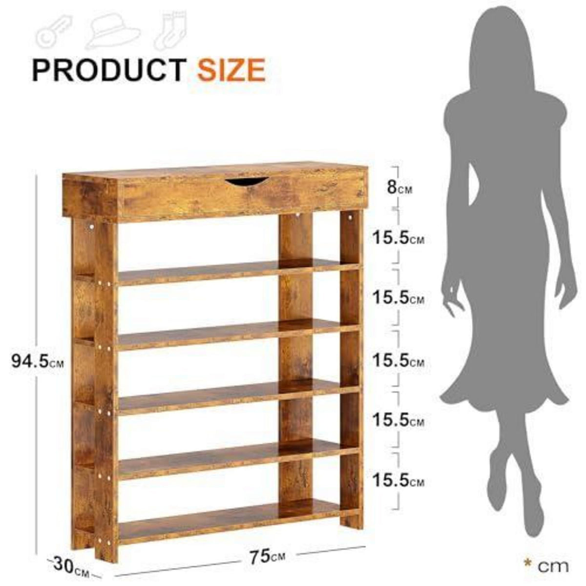 Holz Schuhregal 5 Ebenen – Schuhschrank für 20 Paar Schuhe