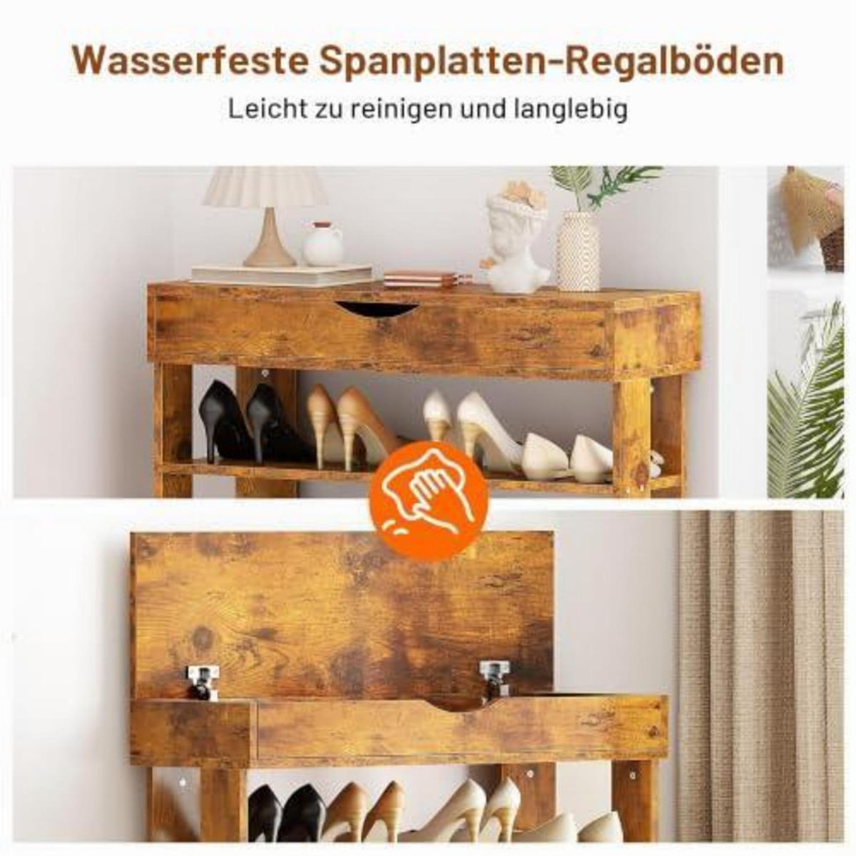 Holz Schuhregal 5 Ebenen – Schuhschrank für 20 Paar Schuhe