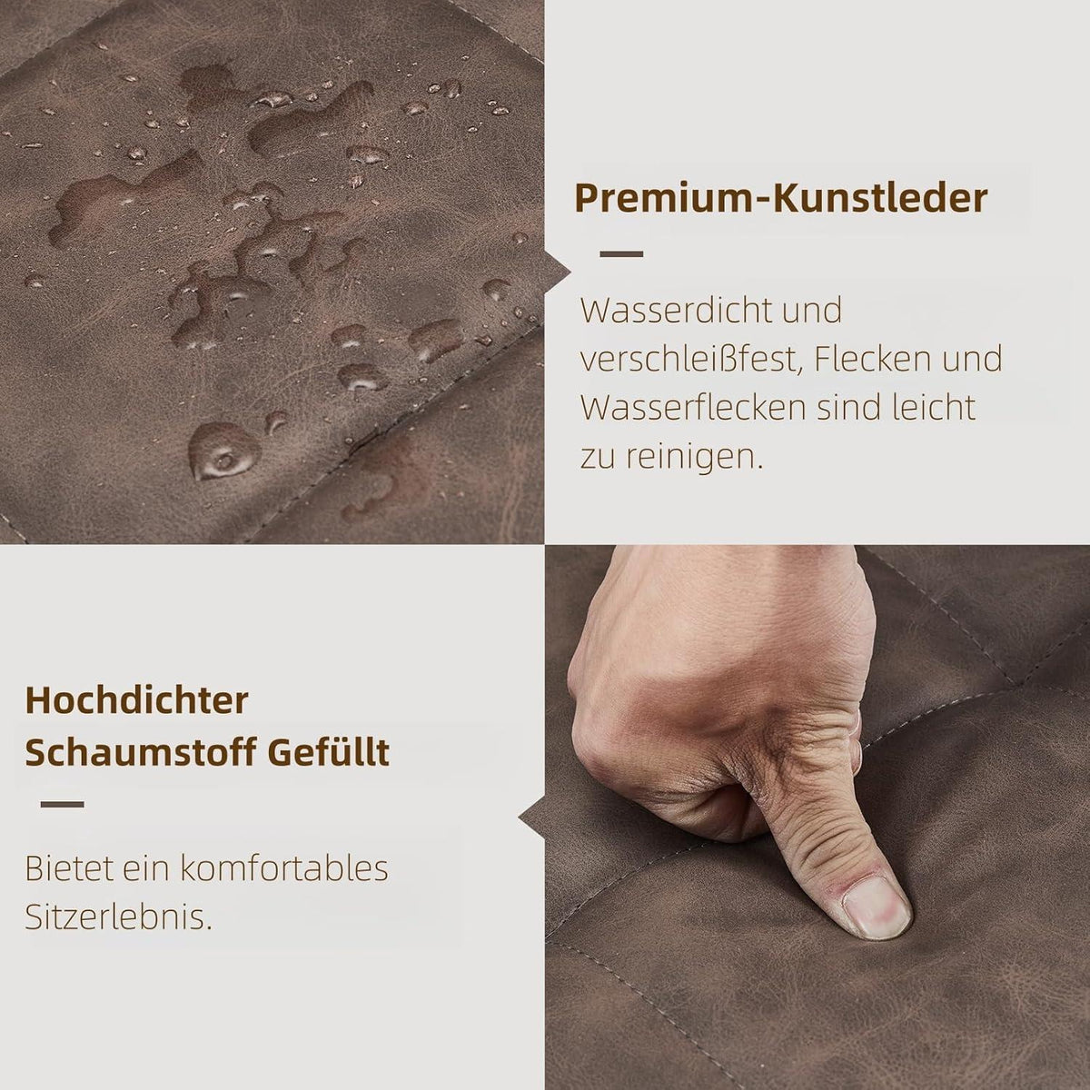 Drehbarer Esszimmerstuhl Set 6er – Braun, Armlehne in Lederoptik