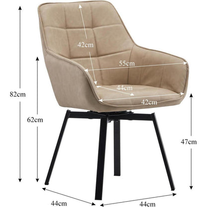 Drehbarer Esszimmerstuhl Set 2er Beige in Lederoptik