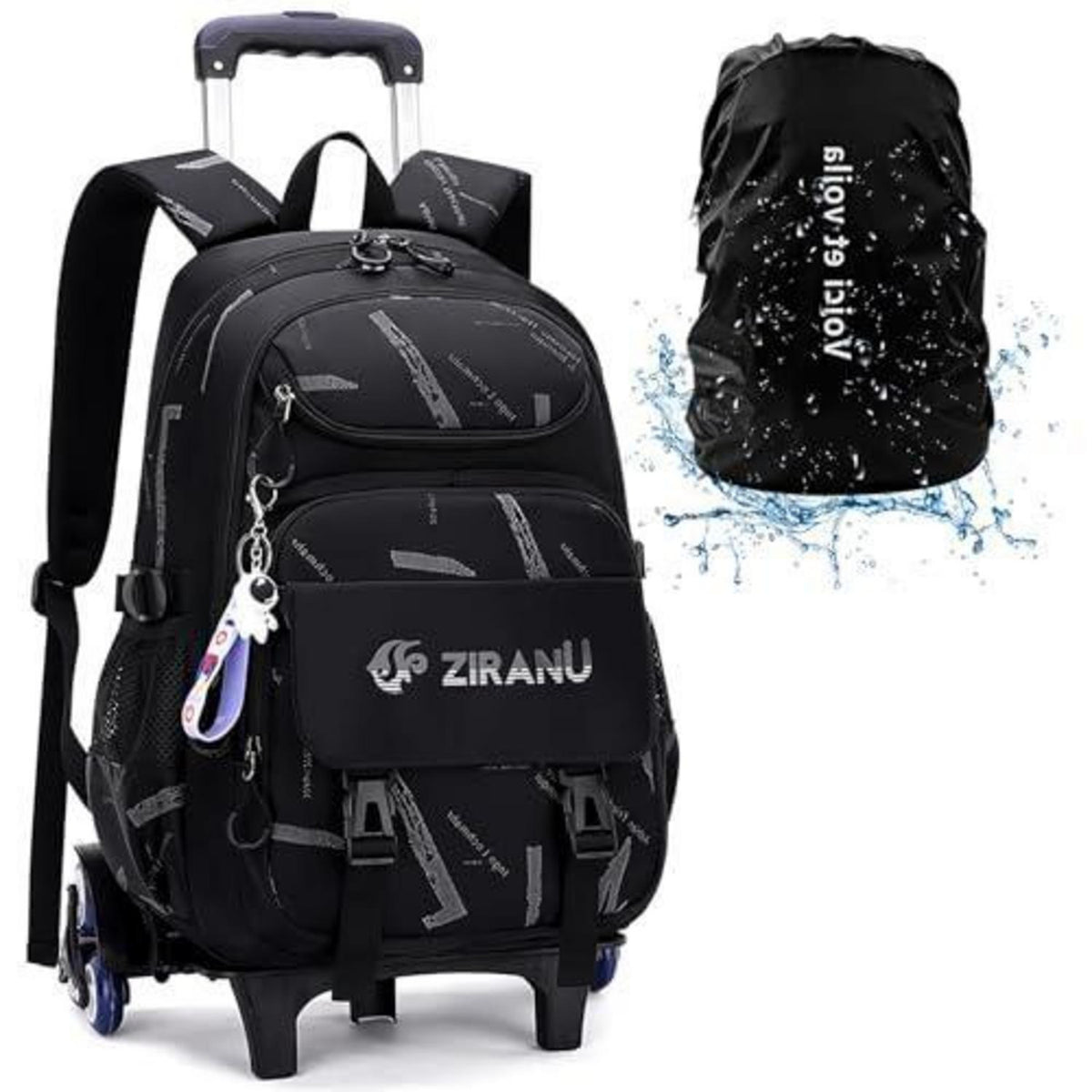 Rucksack mit Rollen für Jungen – Schulrucksack Trolley 32x20x46cm Schwarz
