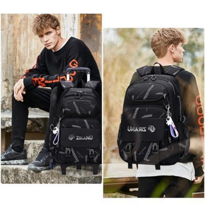 Rucksack mit Rollen für Jungen – Schulrucksack Trolley 32x20x46cm Schwarz