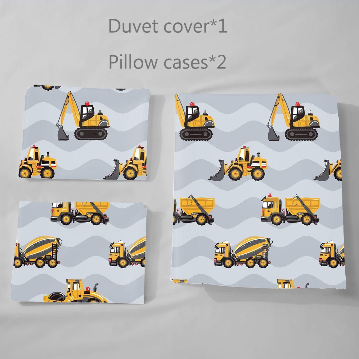 Bettbezug Baufahrzeuge Kinderzimmer Set 200x200 cm