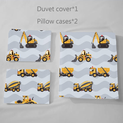 Bettbezug Baufahrzeuge Kinderzimmer Set 200x200 cm