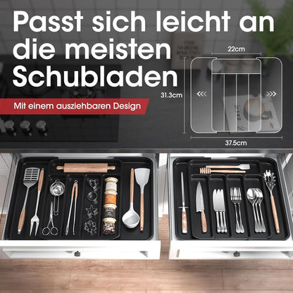 Besteckeinsatz für Schubladen, Praktischer Schubladeneinsatz, Erweiterbar