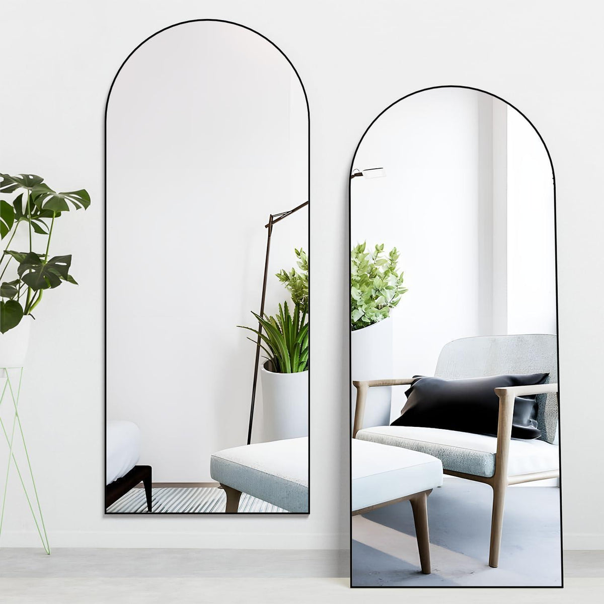 Gewölbter Bodenspiegel 165x60cm – Ganzkörper Spiegel mit Aluminiumrahmen