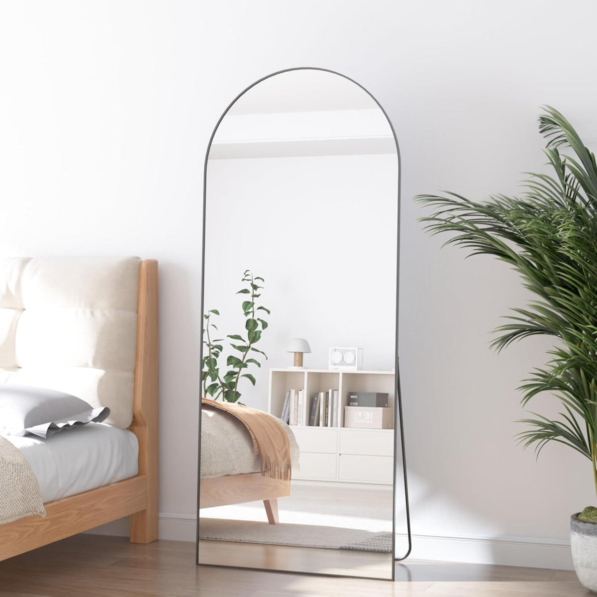 Gewölbter Bodenspiegel 165x60cm – Ganzkörper Spiegel mit Aluminiumrahmen