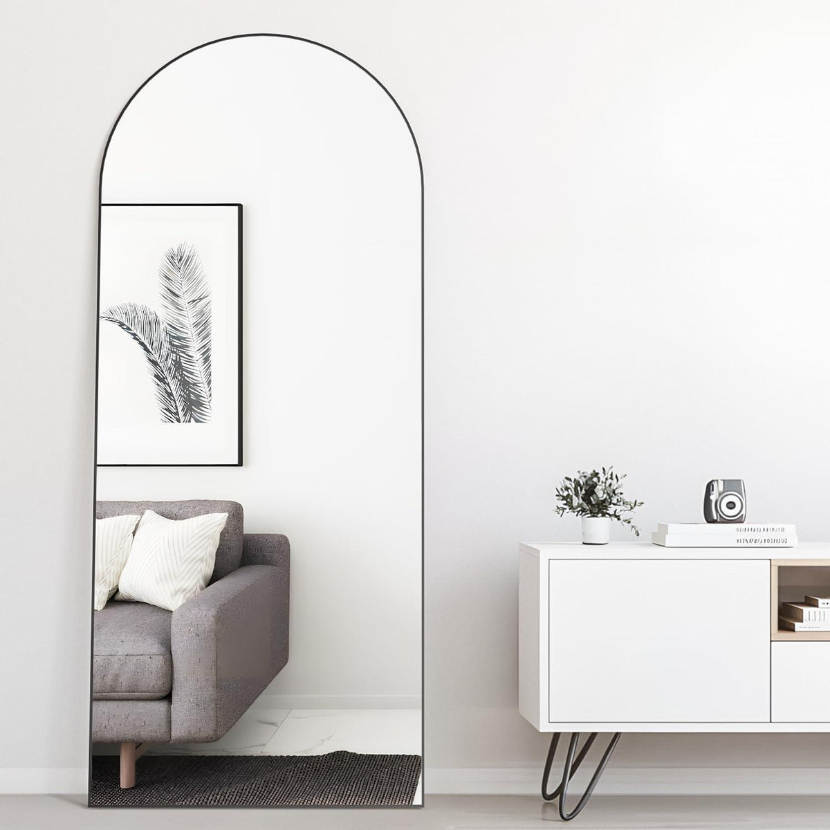 Gewölbter Bodenspiegel 165x60cm – Ganzkörper Spiegel mit Aluminiumrahmen