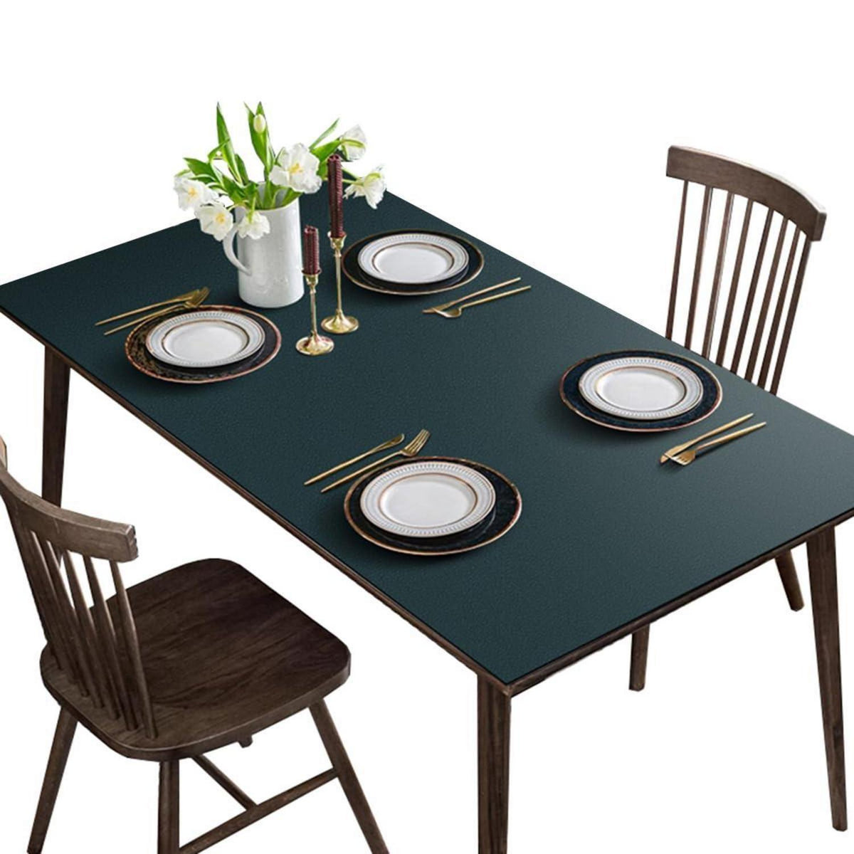 Tischdecke wasserdicht pfauengrün 80x180 cm in Lederoptik
