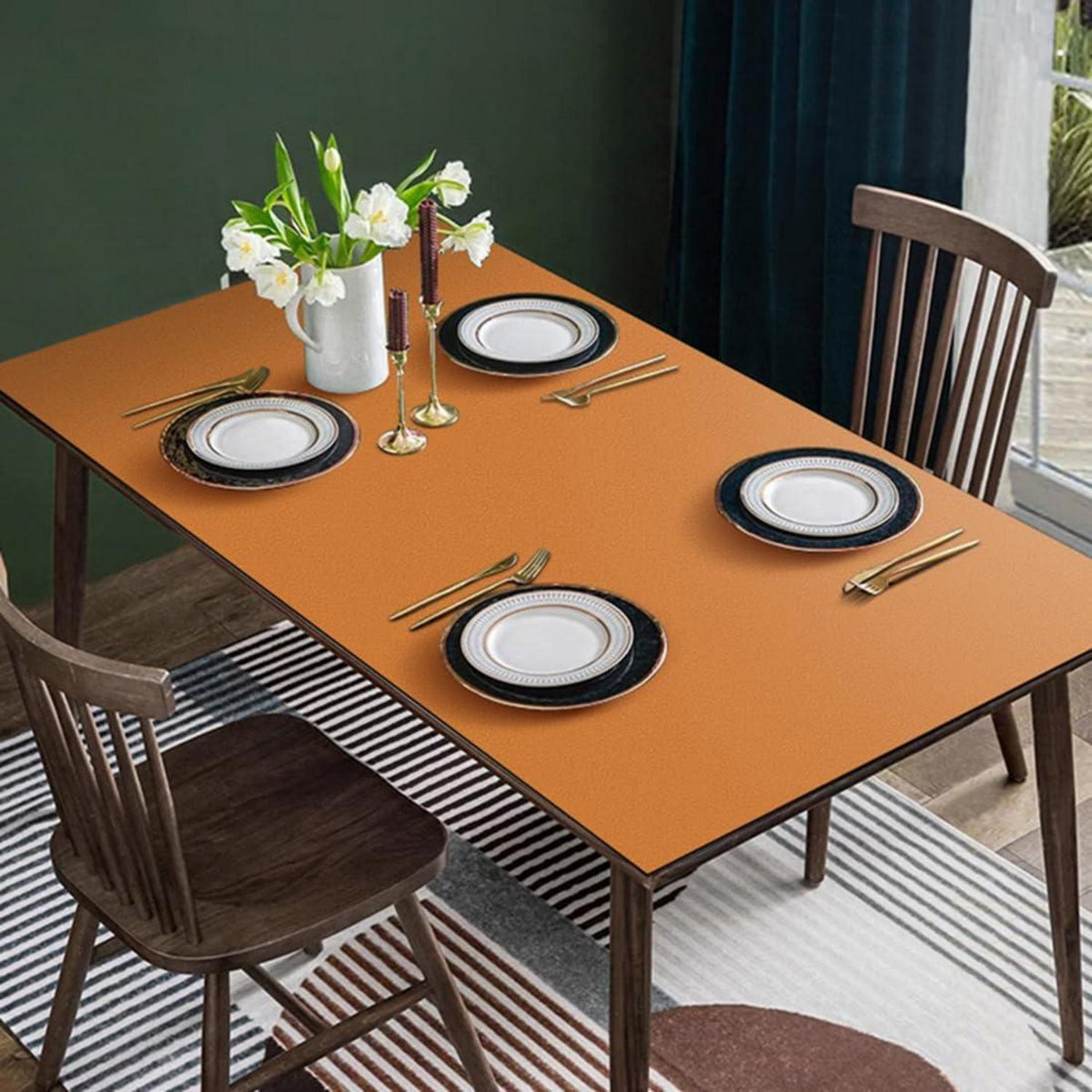 Tischdecke wasserdicht orange 90x160 cm / 160x90 cm in Lederoptik