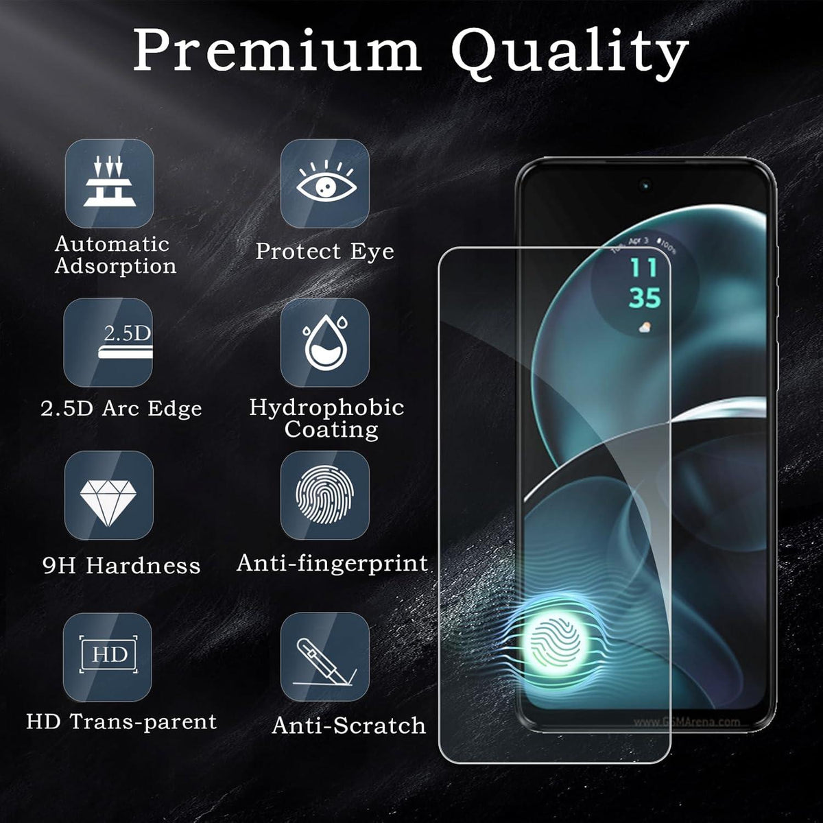 Schutzfolie Motorola Moto G14 2x Gehärtetes Glas HD 9H Härte