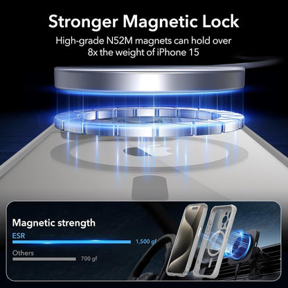 ESR iPhone 15 Pro Hülle MagSafe 360° Schutz Grau inkl. Kameraschutz