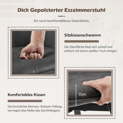 Drehbare Esszimmerstühle Grau 4er Set mit Armlehnen